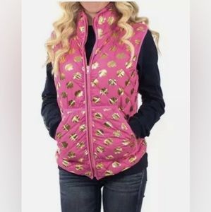 Simply Southern Gold Elephant puffer vest sz: S
